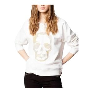 ZADIG & VOLTAIRE Metallic Skull Graphic Sweatshirt